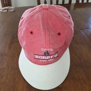 Vtg Texace Trucker Hat Leather Adj StrapUSA Stonewashed Red Bobby's Sport Shop